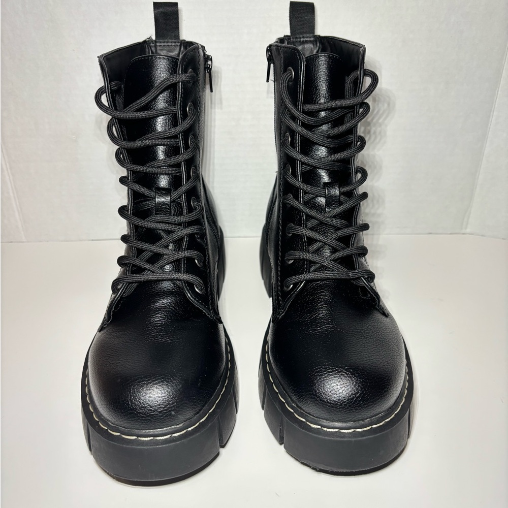 UnionBay Hayden Combat Boots Wms Size 10M Zip Side Lace Up Front Chunky Heel Y2K - Picture 3 of 5
